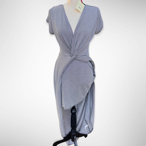 Rolla Coster Causal Wrap Style Twist Front V-Neck Layered Midi Dress - Picture 7 of 7